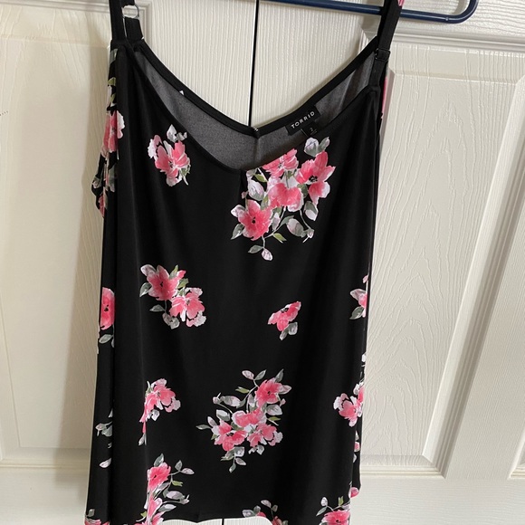 torrid Tops - TORRID black floral dressy tank workwear tank